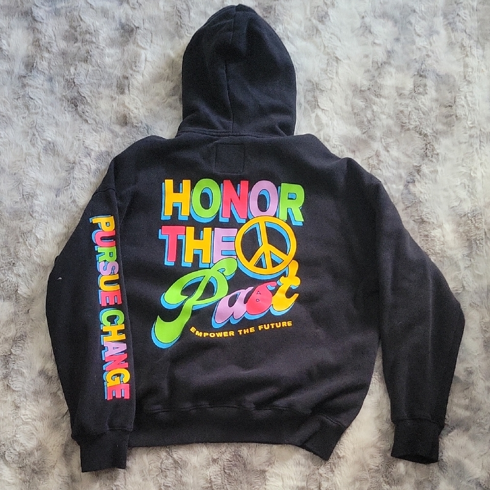 Hollister Black Hoodie with Vibrant Graphic